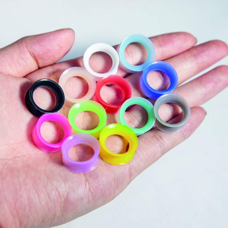 TOPBRIGHT 12 Pairs Ultra Thin Soft Silicone Ear Gauges 00g Earring Plugs Flexible Ear Tunnels Stretchers Expander Double Flared Flesh Ear Piercing Jewelry for Women Men - Image 4
